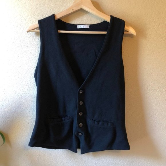 Anthropologie Black Button Up Vest S